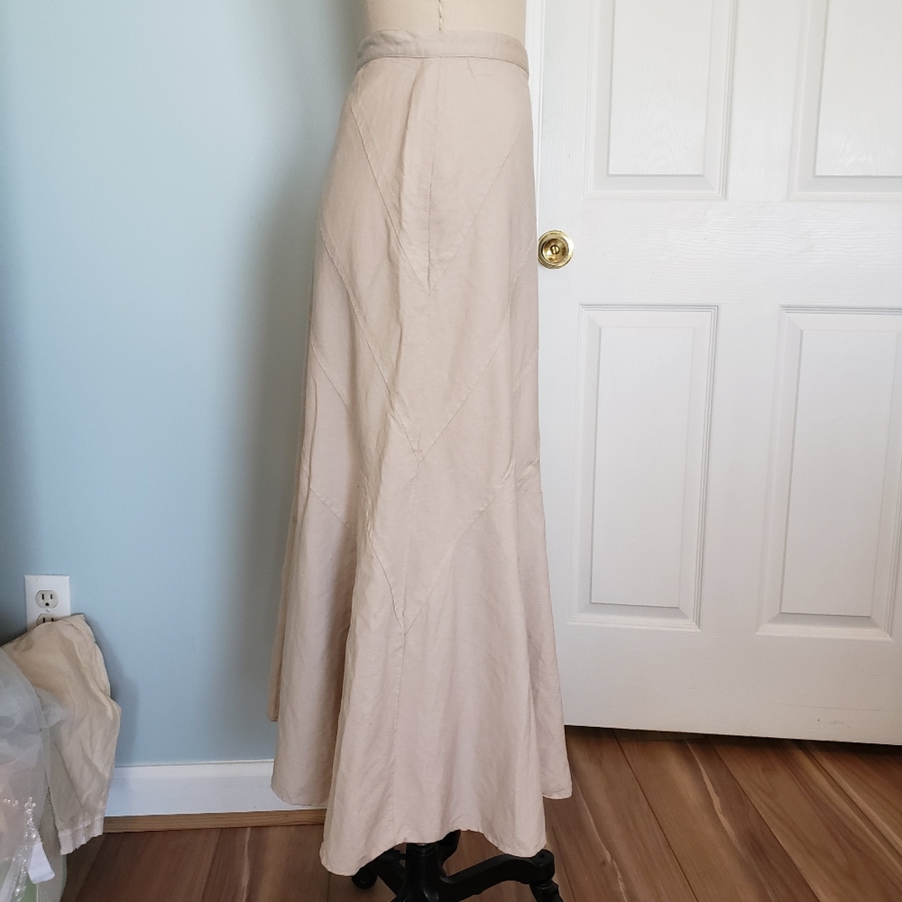 Long Linen Blend Paneled Skirt, 6 - Picture 4 of 8